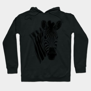 Zebra Face in Black and White Angled Lines Hoodie